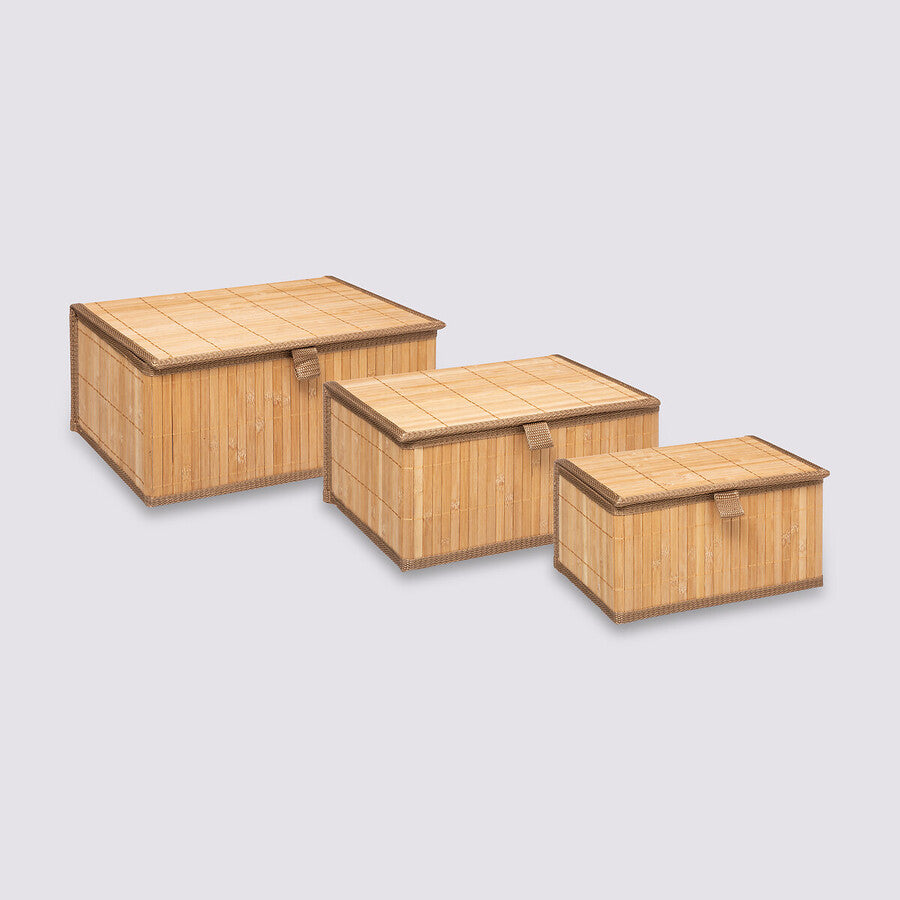 3 boîtes de rangement, Bambou - image 1
