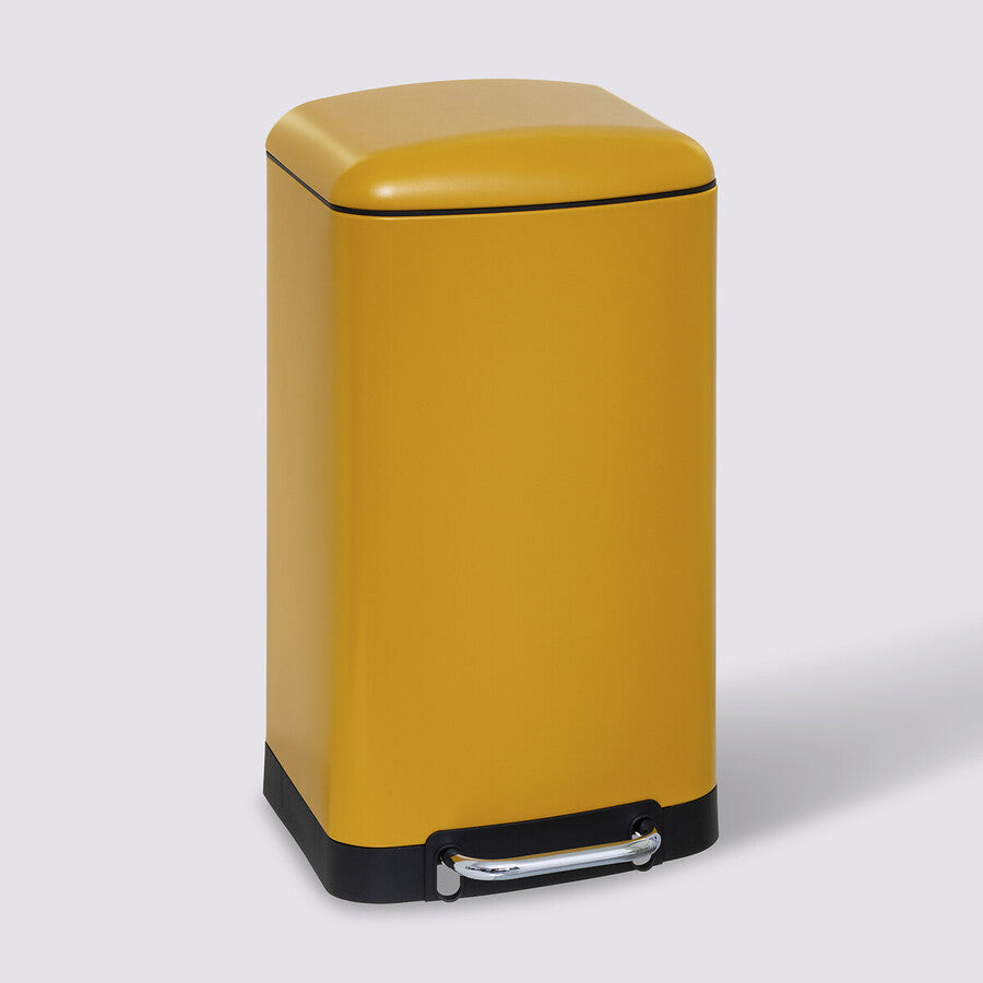 Poubelle rectangulaire à pédale métal 30L, Jaune Ariane - image 1