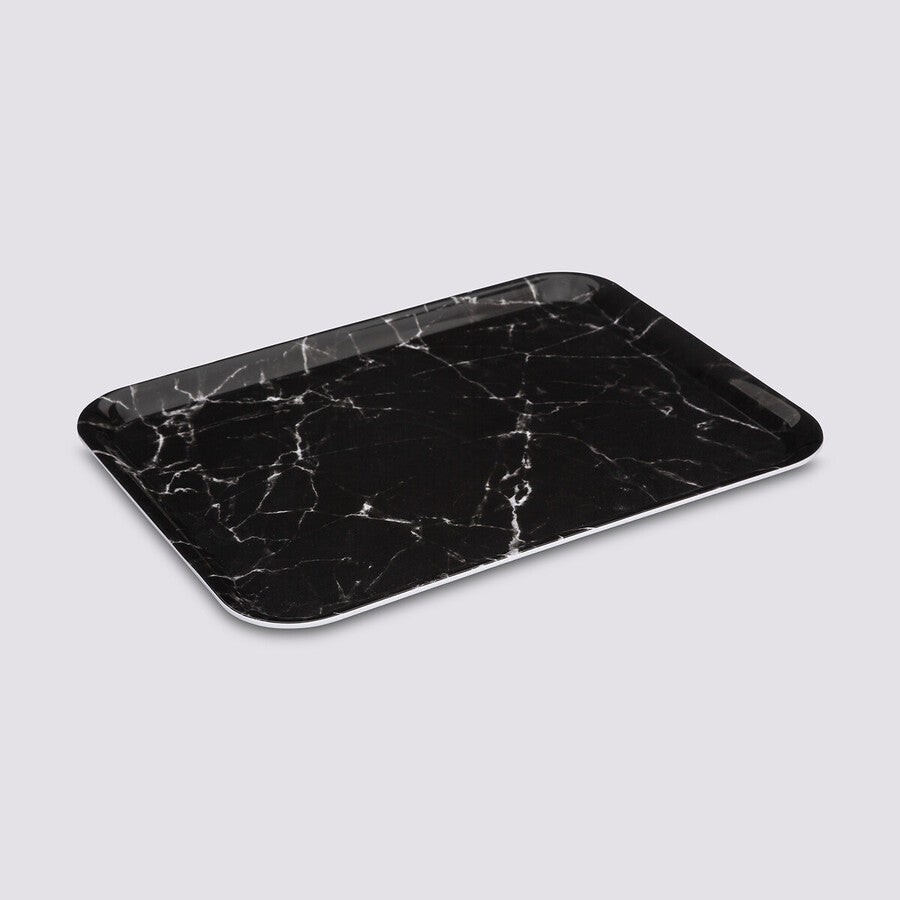 Plateau rectangulaire 33x43cm, Effet marbre noir - image 1