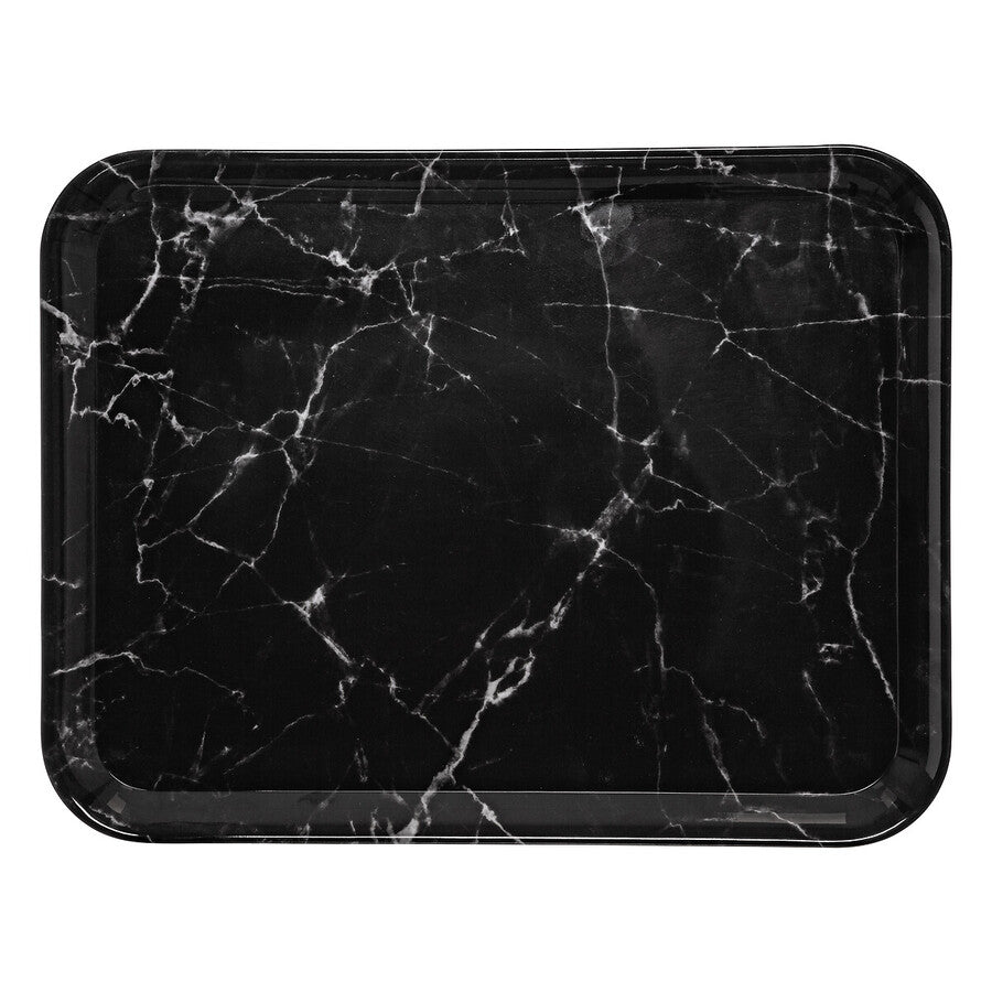 Plateau rectangulaire 33x43cm, Effet marbre noir - image 2