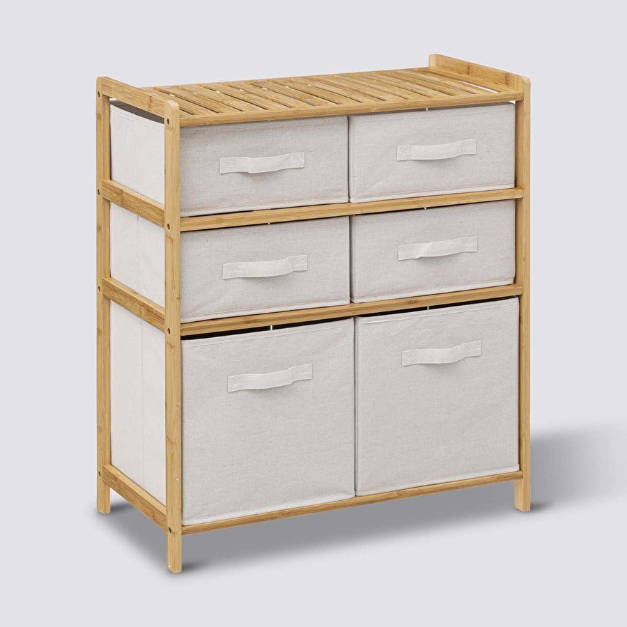 Meuble étagère avec 6 paniers, Bambou Tidy box - image 1