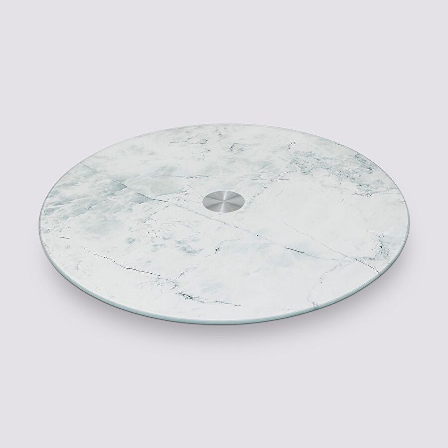 Plat tournant effet marbre, Blanc - image 1