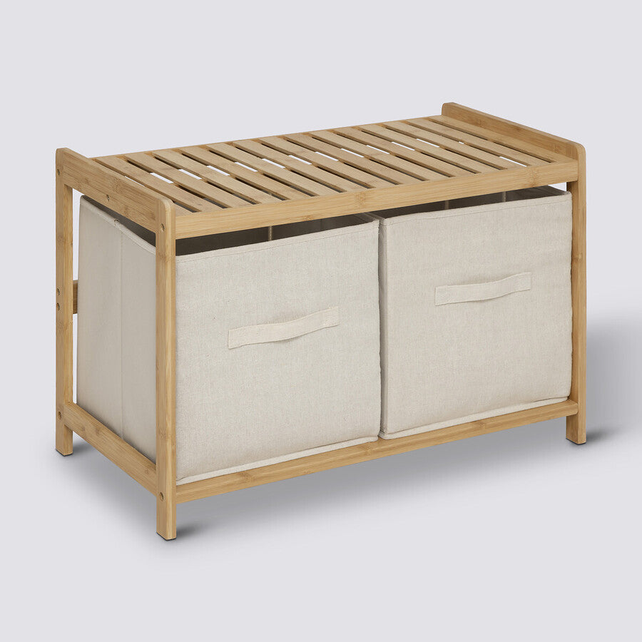 Banc de rangement avec 2 paniers, bambou Tidy box - image 1