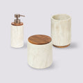 Kit de 3 accessoires de salle de bain, Effet travertin Come - image 1