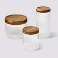 Lot de 3 bocaux, verre, couvercle acacia, 0,3/0,5/1L Harmony - image 1