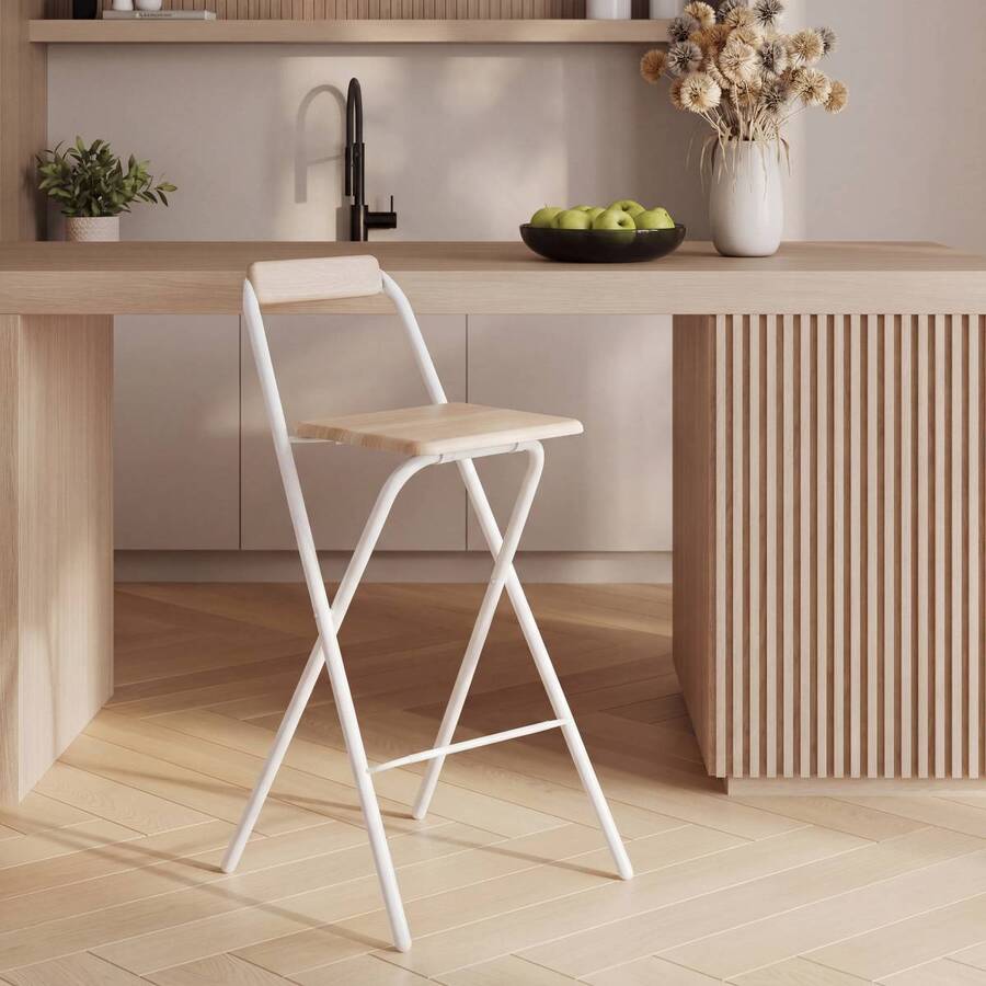 Chaise de bar pliante, H.98 cm, Blanc Flexy - image 2
