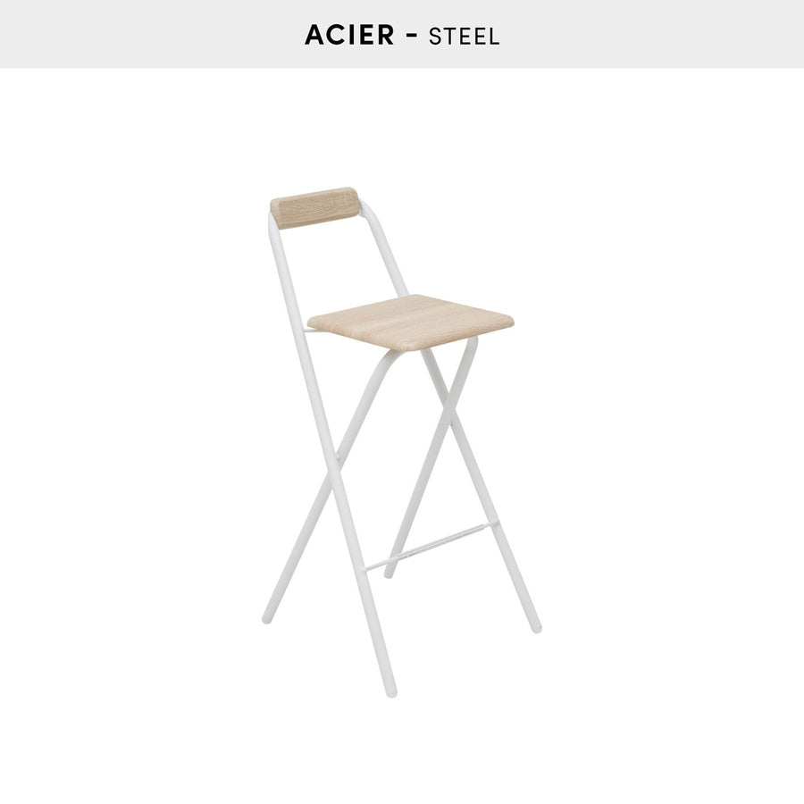 Chaise de bar pliante, H.98 cm, Blanc Flexy - image 3