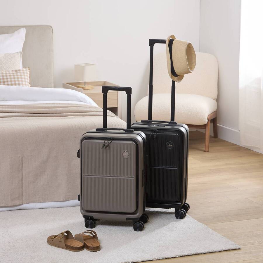 Valise 8 roues, Ouverture frontale, 40L, Noir - image 2