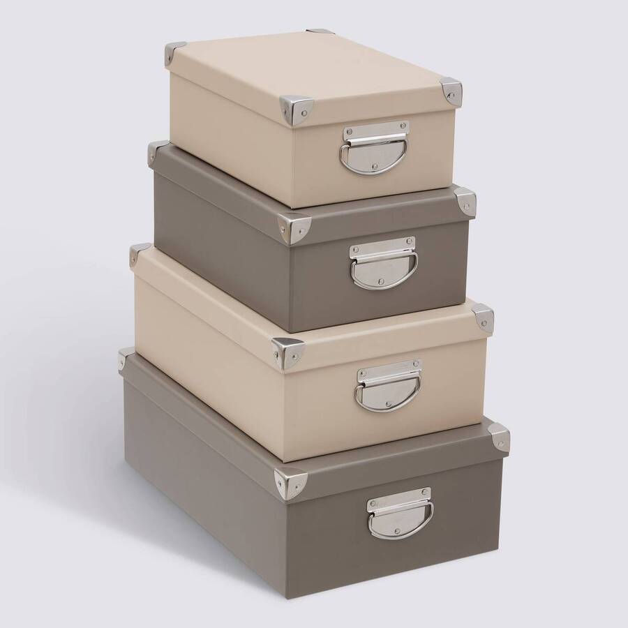Lot de 4 boîtes de rangement, Beige et brun Box' - image 1