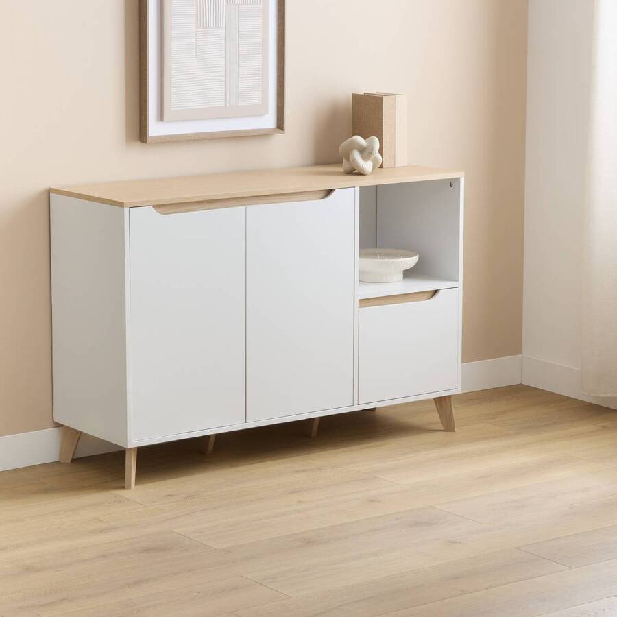 Buffet 3 portes, 120x40 cm, Blanc Luma - image 2