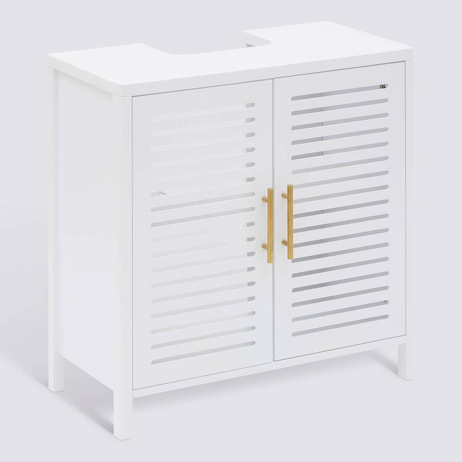 Meuble sous-lavabo 2 portes, 70x35 cm, Blanc Orea - image 1