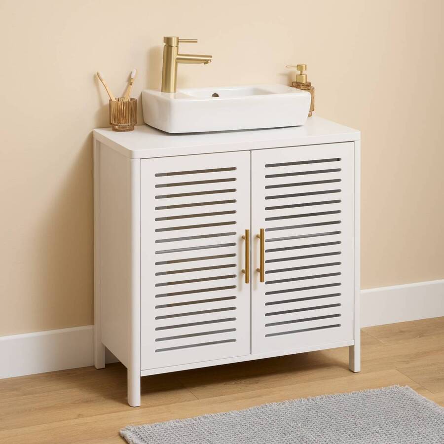 Meuble sous-lavabo 2 portes, 70x35 cm, Blanc Orea - image 2