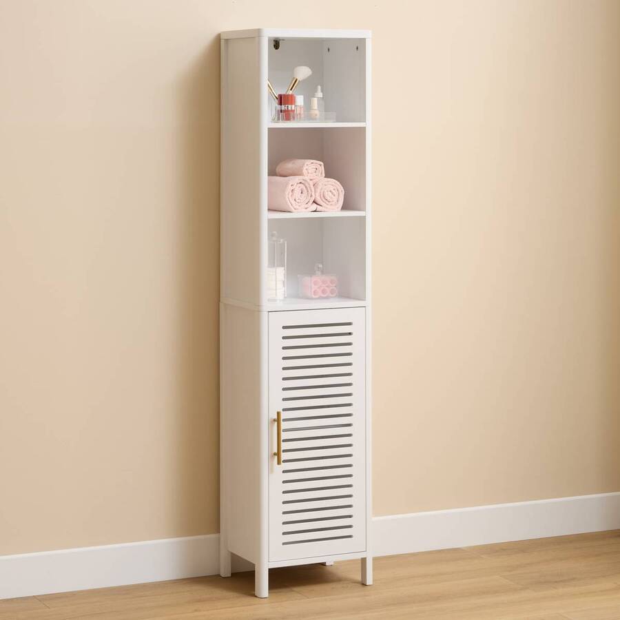 Colonne de rangement 1 porte, H.160 cm, Blanc Orea - image 2
