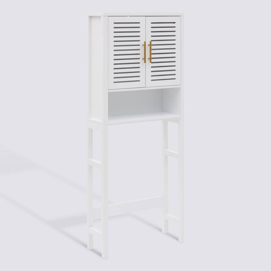 Meuble WC 2 portes 1 étagère, 67x25 cm, Blanc Orea - image 1