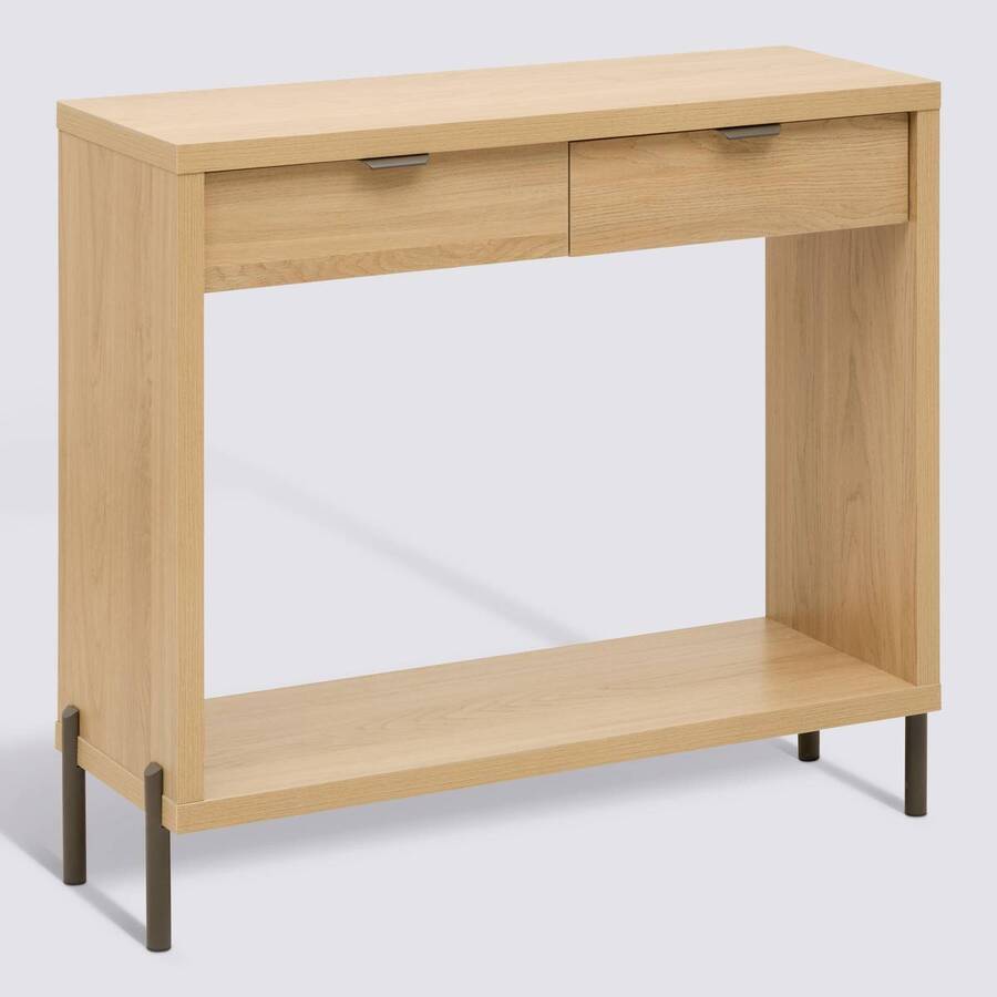 Console 2 tiroirs, 92,5x32 cm, Beige Alvo - image 1
