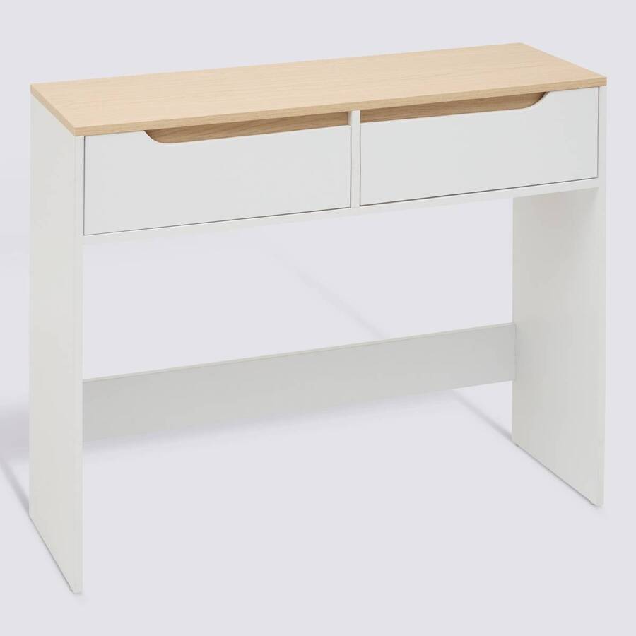Console 2 tiroirs, 100x34 cm, Blanc Luma - image 1