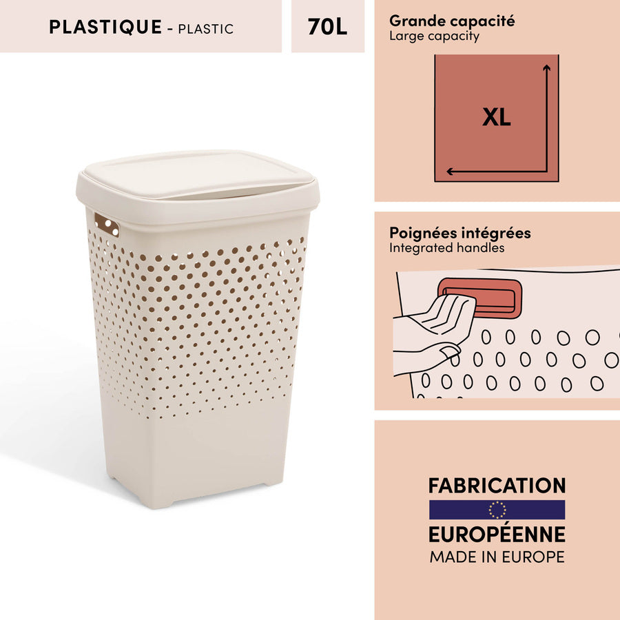 Corbeille à linge, 70L, Argile - image 3