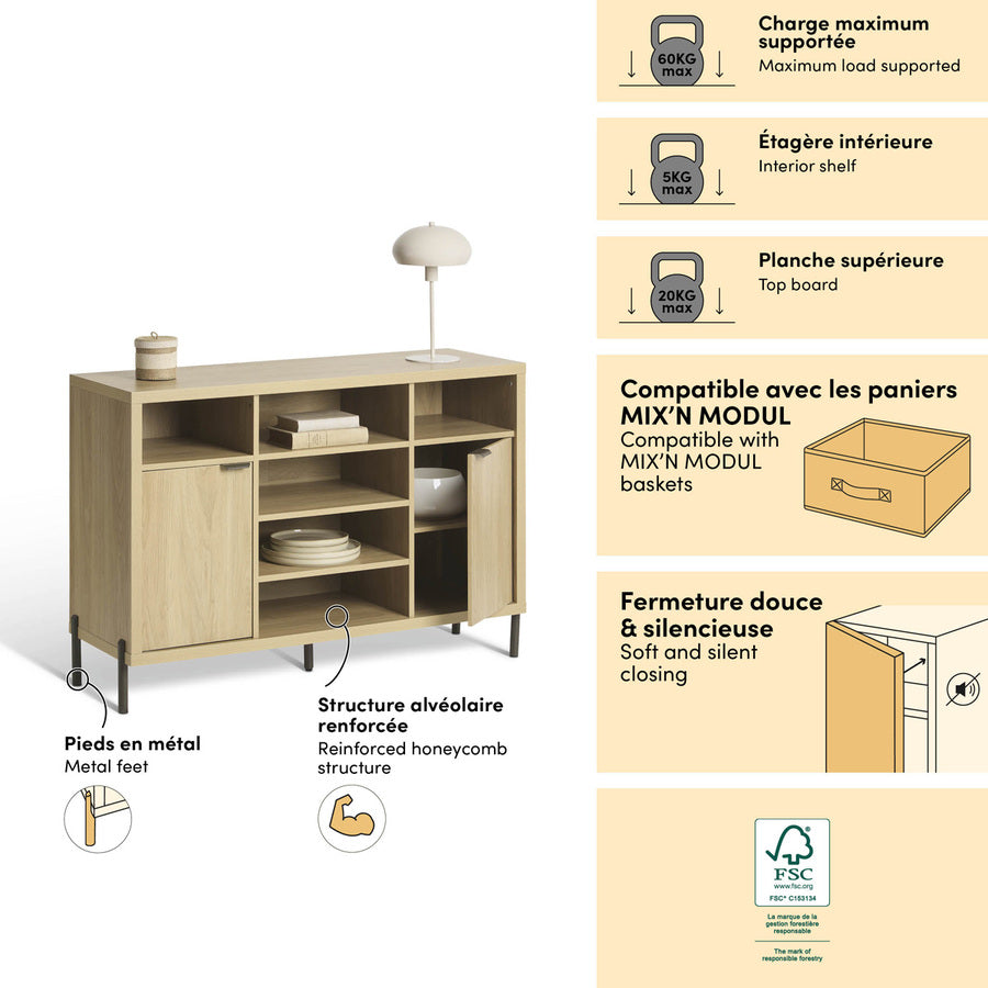 Buffet 2 portes, 120,5x39,5 cm, Beige Alvo - image 3