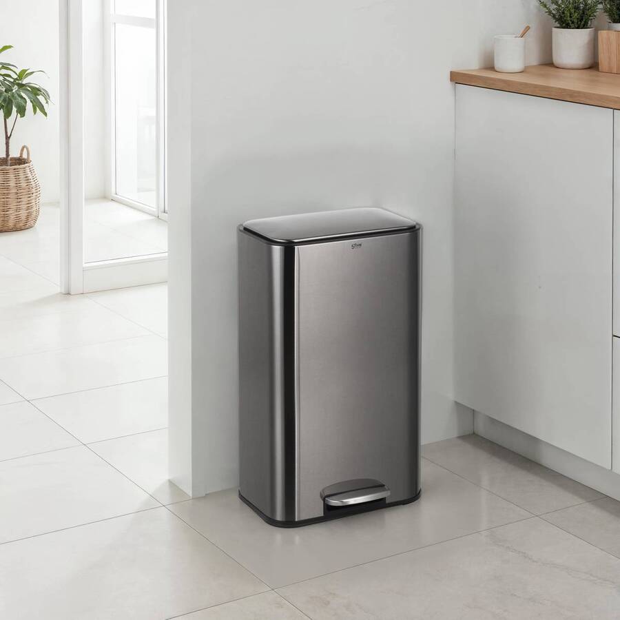 Poubelle manuelle, 30L, Gris Charbon Delta - image 2